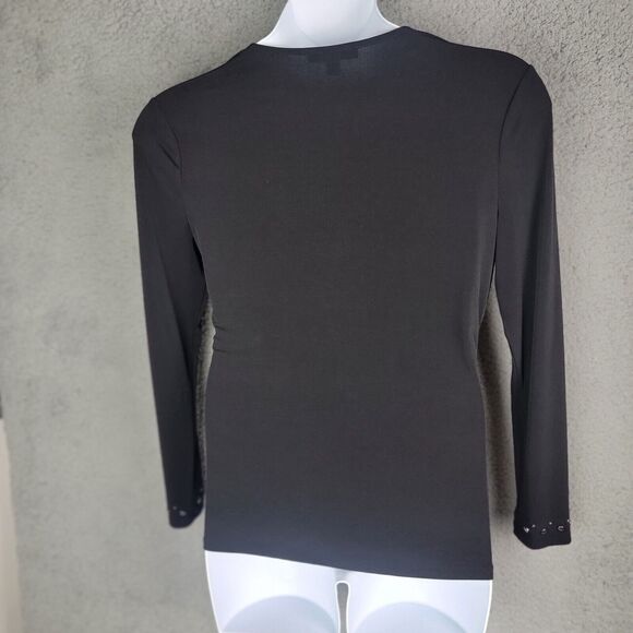 Inc International Concepts Blouse Top L Black Silver Studded Sexy Cutout Mobwife - Picture 3 of 12